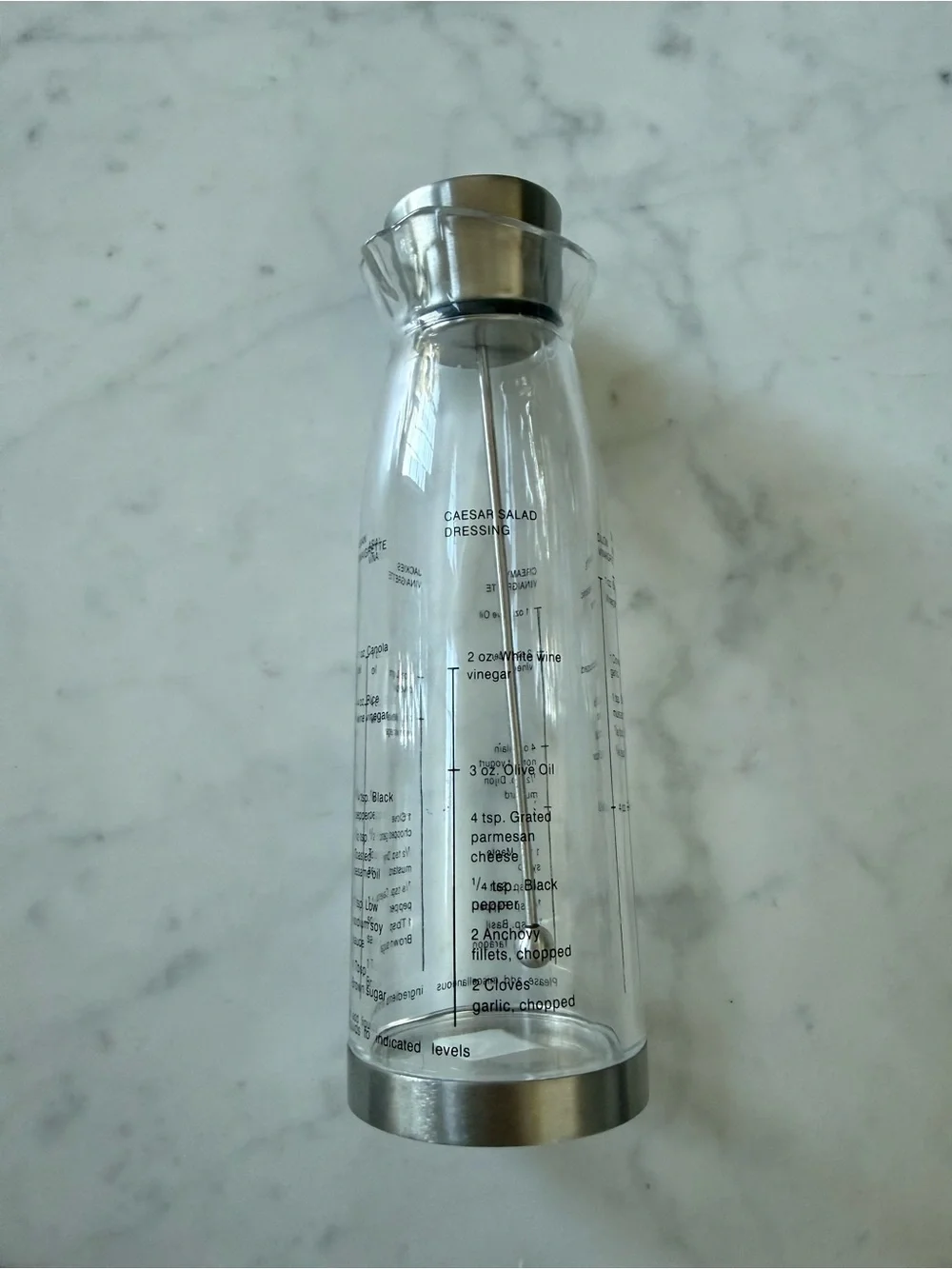 Crate & Barrel Salad Dressing Recipe Bottle with Stirrer